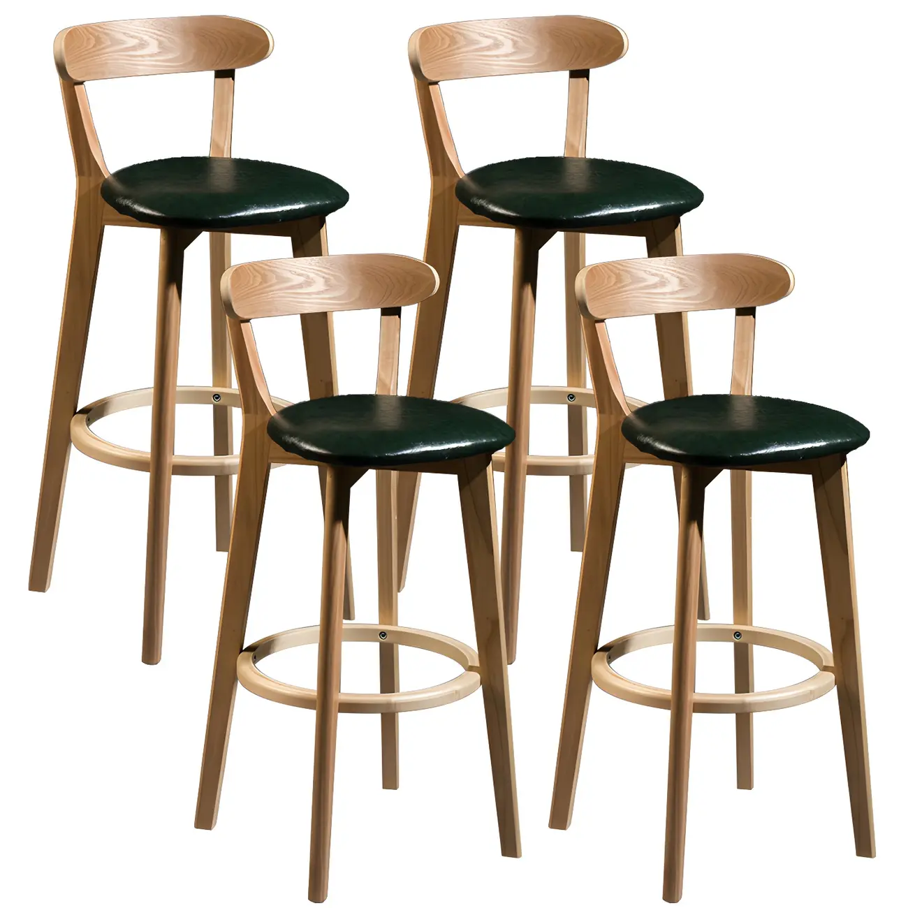 Wooden Upholstered Low Back Bar Height Stools Set of 2 | homeyfad