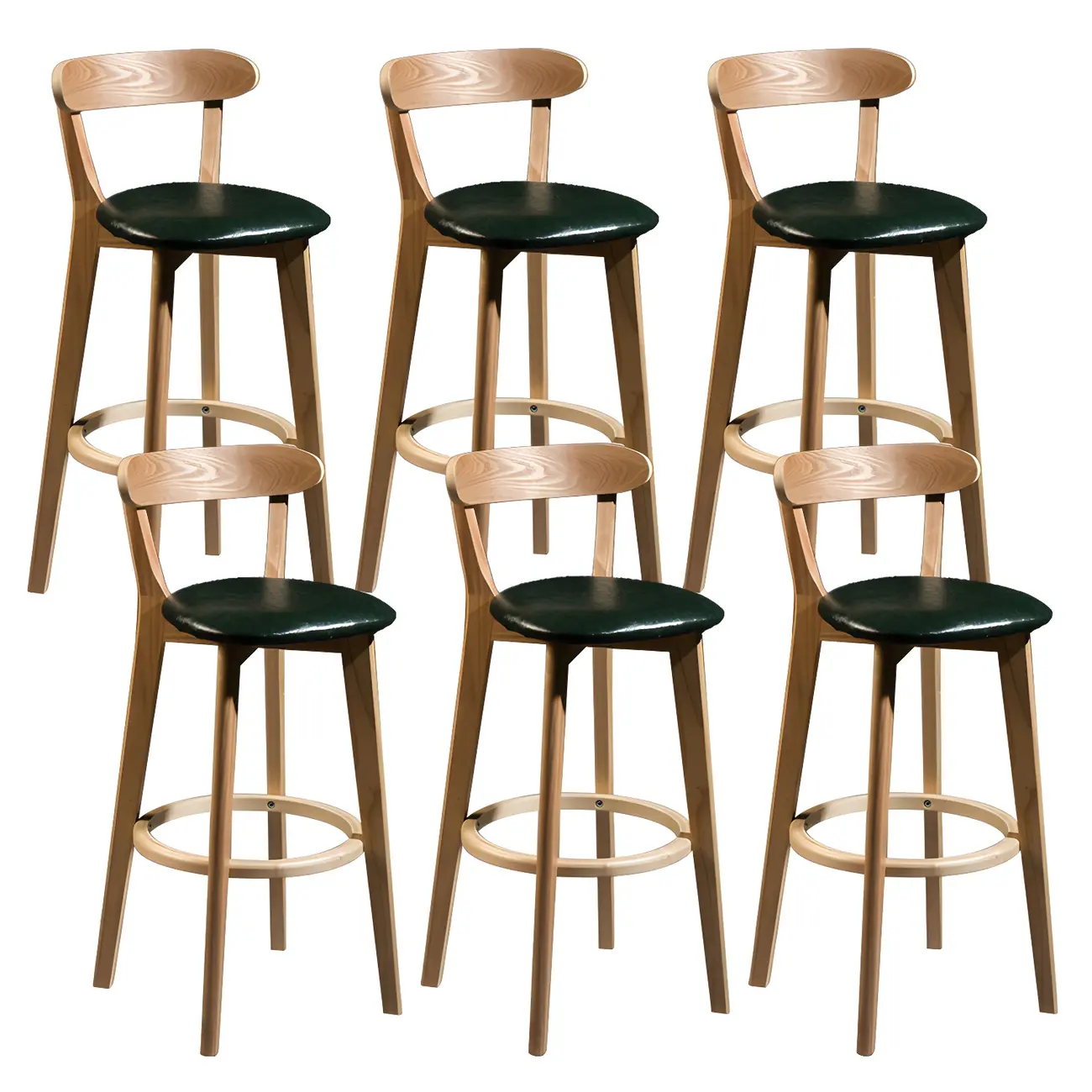 Wooden Upholstered Low Back Bar Height Stools Set of 2 | homeyfad