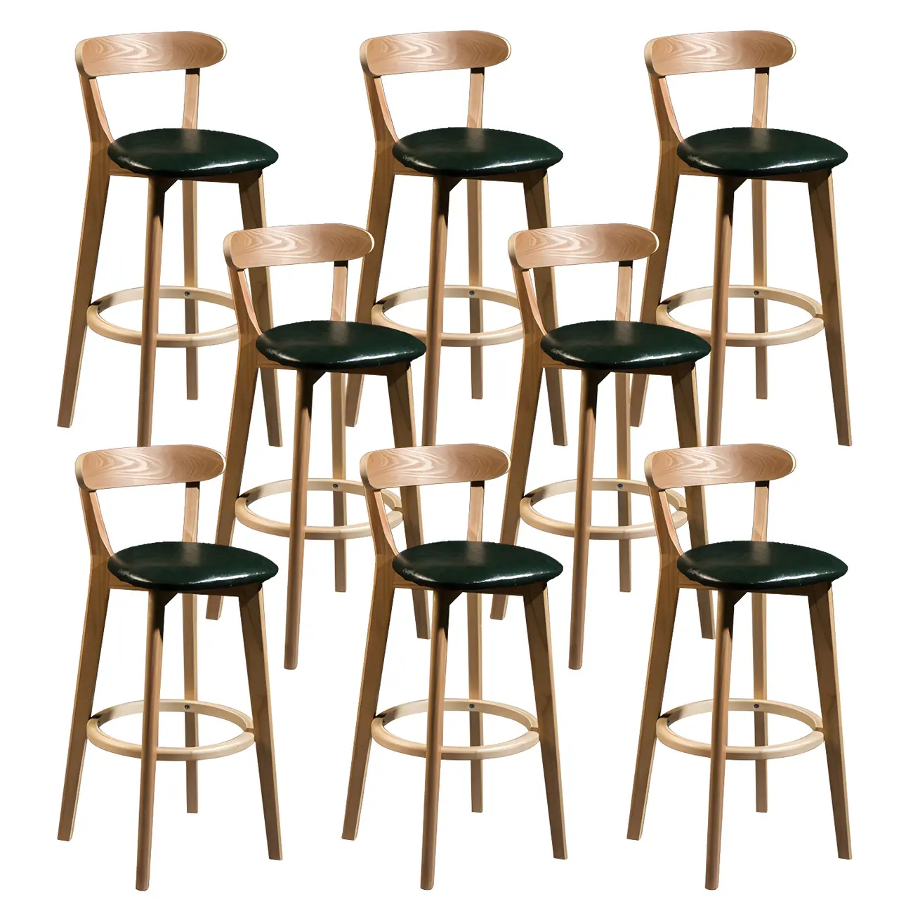 Wooden Upholstered Low Back Bar Height Stools Set of 2 | homeyfad
