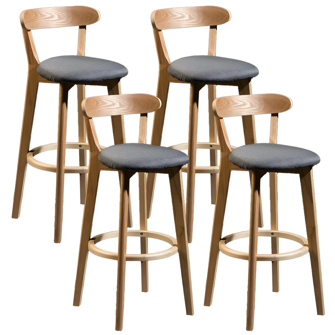 Wooden Upholstered Low Back Bar Height Stools Set of 2 | homeyfad