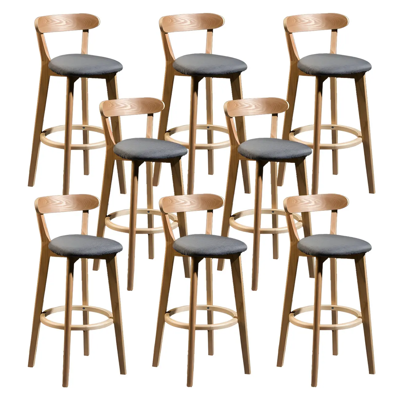 Wooden Upholstered Low Back Bar Height Stools Set of 2 | homeyfad