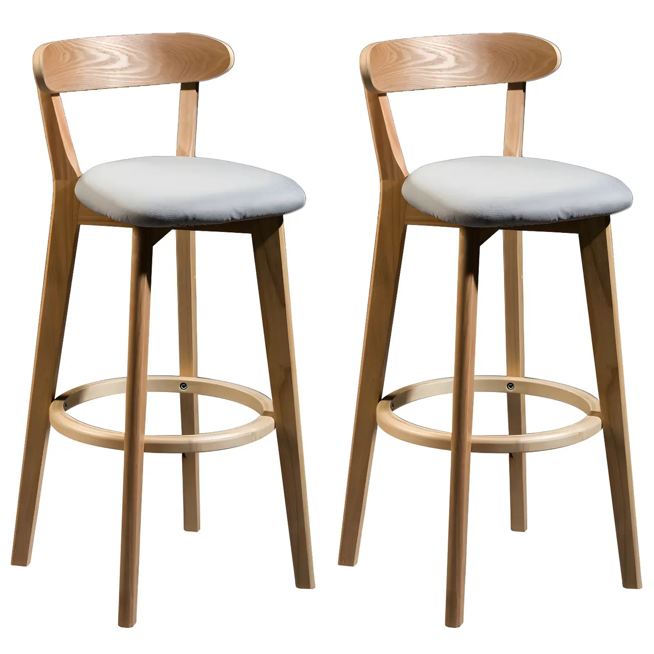 Wooden Upholstered Low Back Bar Height Stools Set of 2 | homeyfad