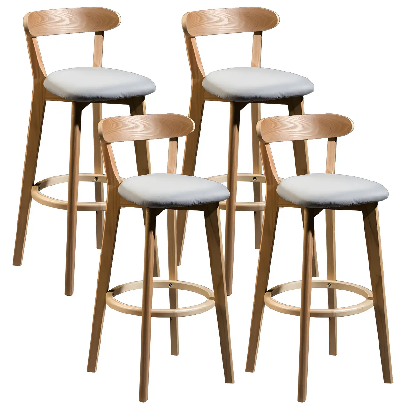 Wooden Upholstered Low Back Bar Height Stools Set of 2 | homeyfad