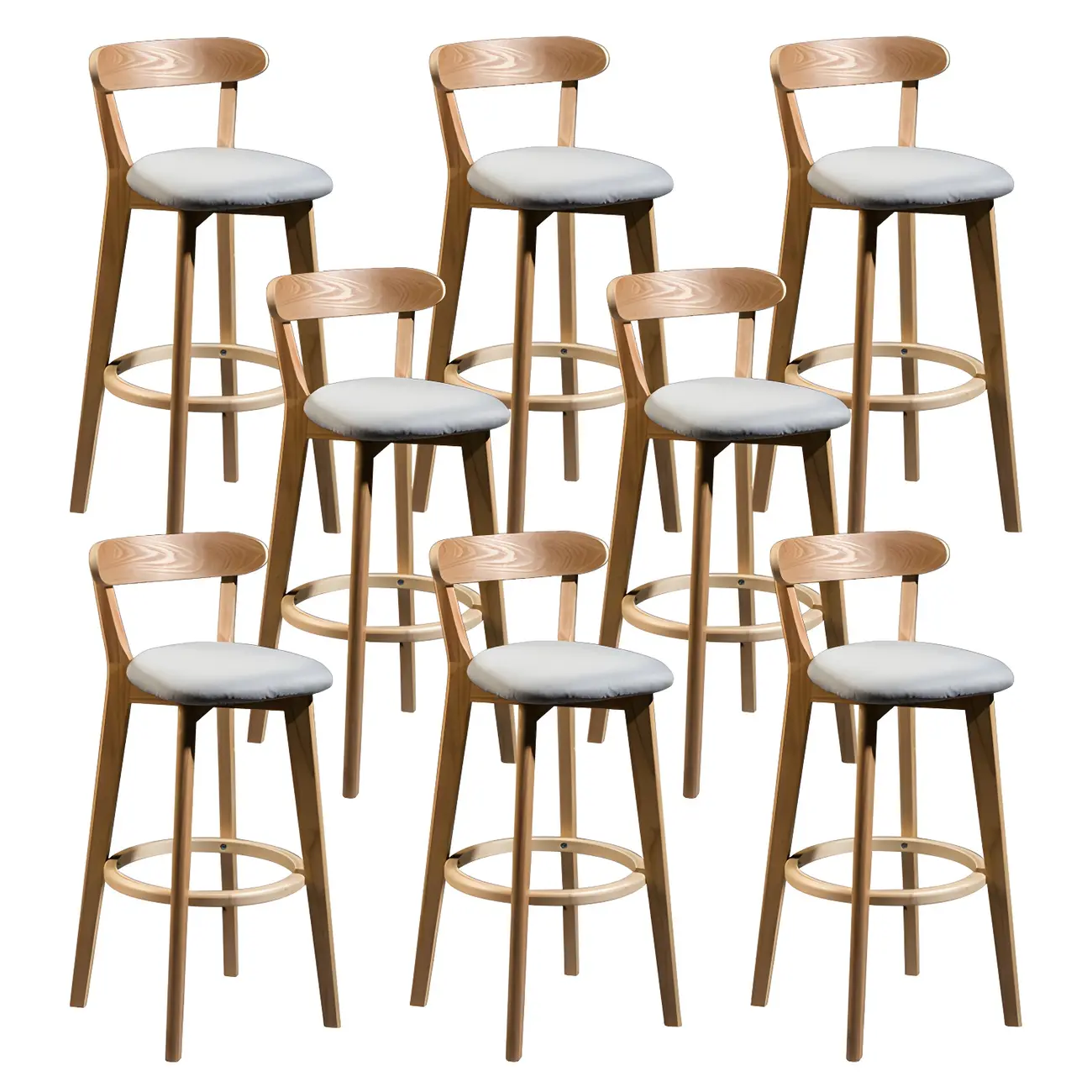 Wooden Upholstered Low Back Bar Height Stools Set of 2 | homeyfad