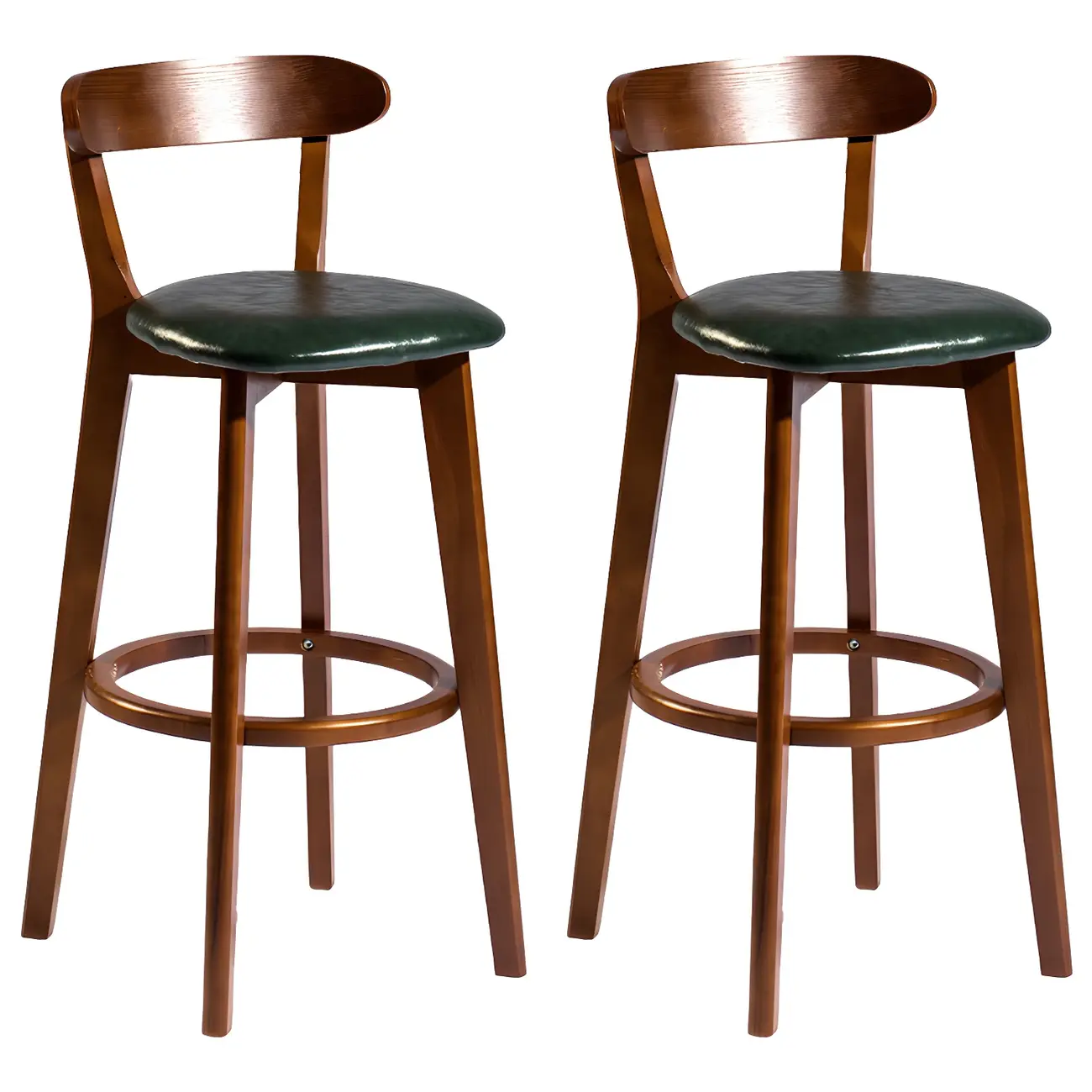 Wooden Upholstered Low Back Bar Height Stools Set of 2 | homeyfad