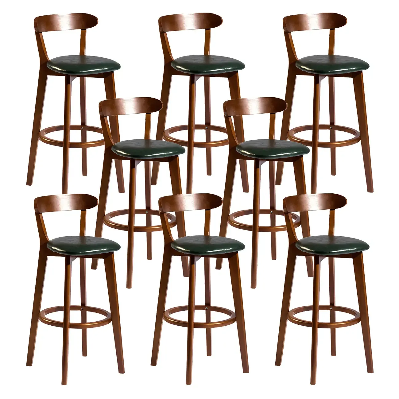 Wooden Upholstered Low Back Bar Height Stools Set of 2