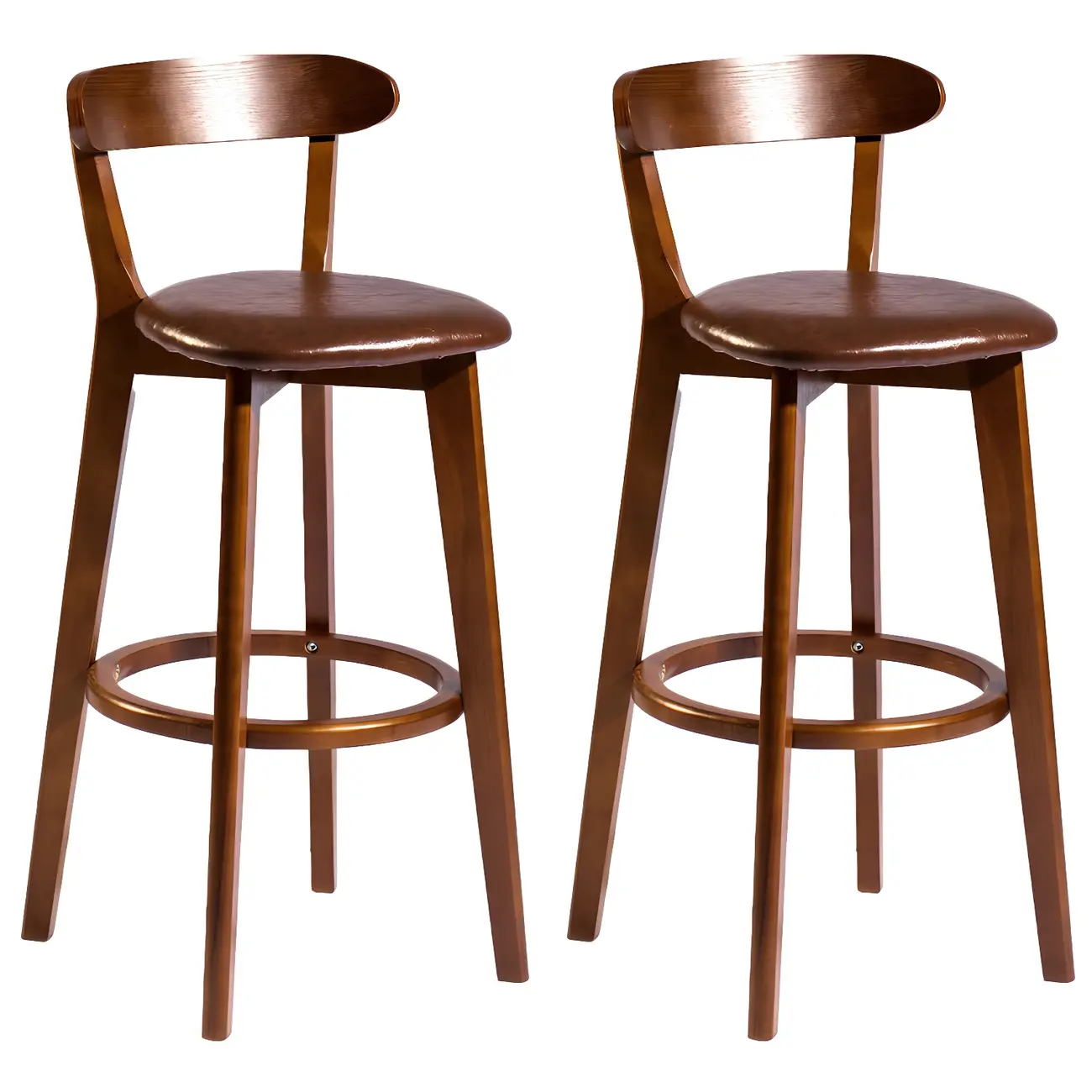Wooden Upholstered Low Back Bar Height Stools Set of 2 | homeyfad