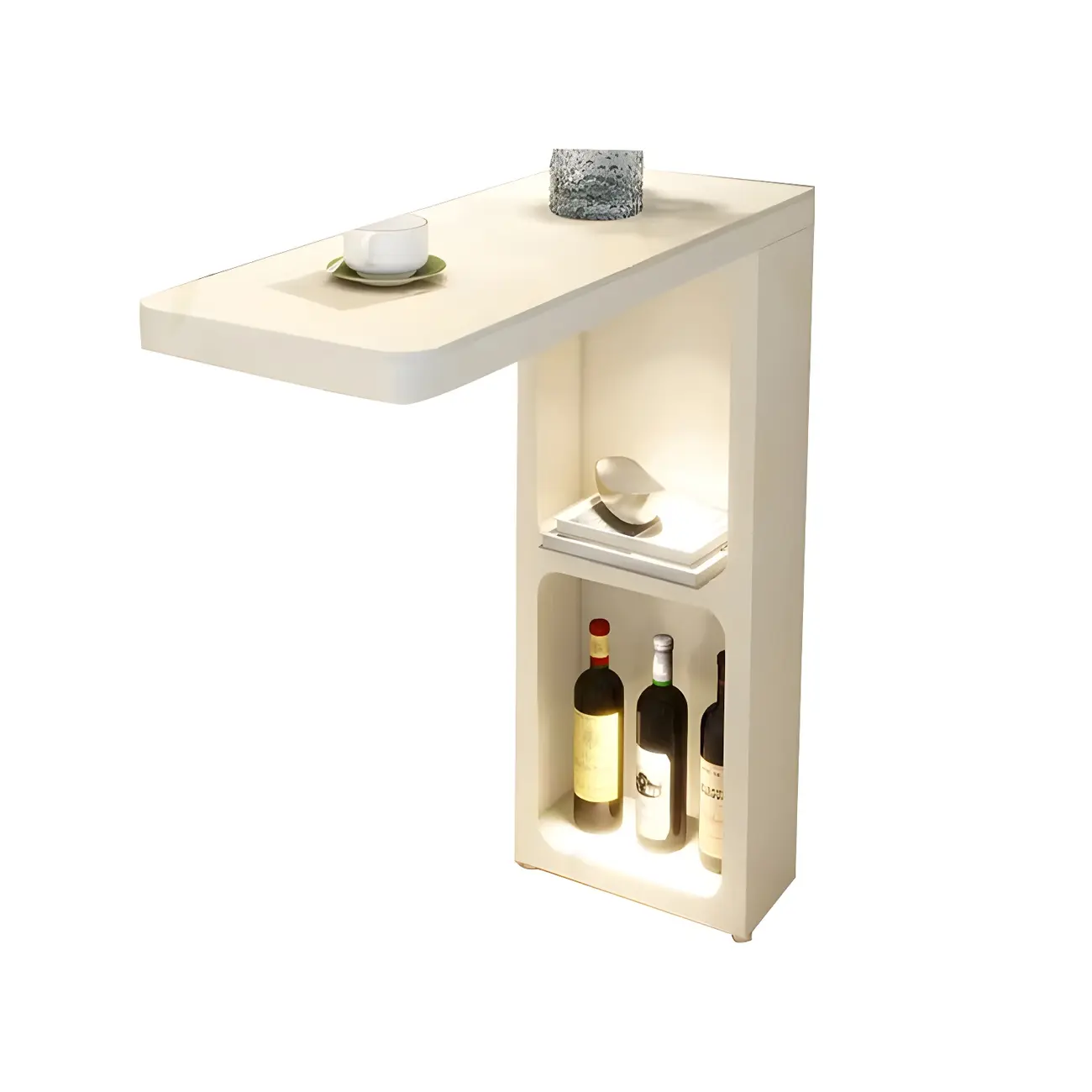 Decorative White Bar Table with Storage Shelves for Living Room Image - 6 | homeyfad