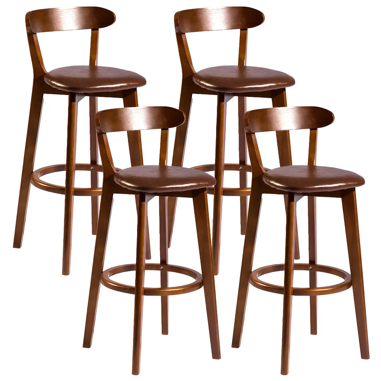 Wooden Upholstered Low Back Bar Height Stools Set of 2 | homeyfad