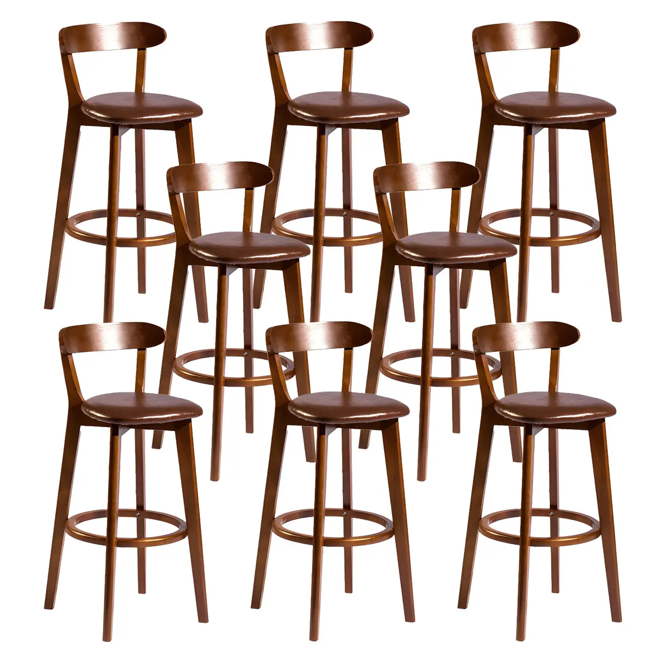 Wooden Upholstered Low Back Bar Height Stools Set of 2 | homeyfad