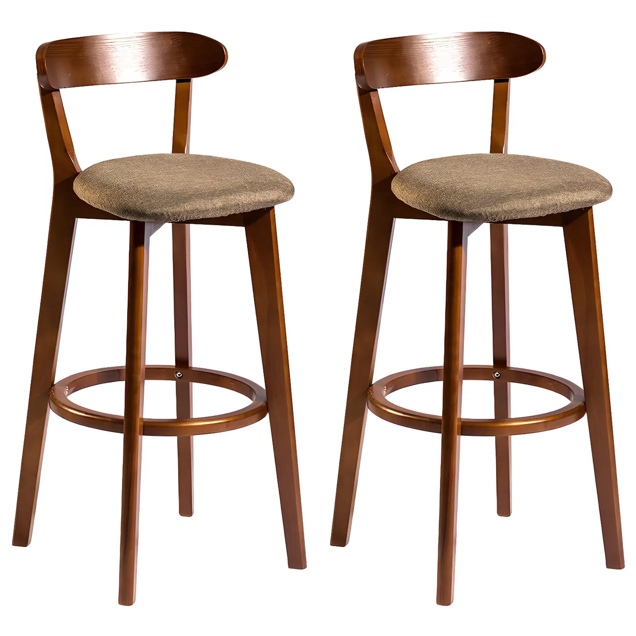 Wooden Upholstered Low Back Bar Height Stools Set of 2 | homeyfad