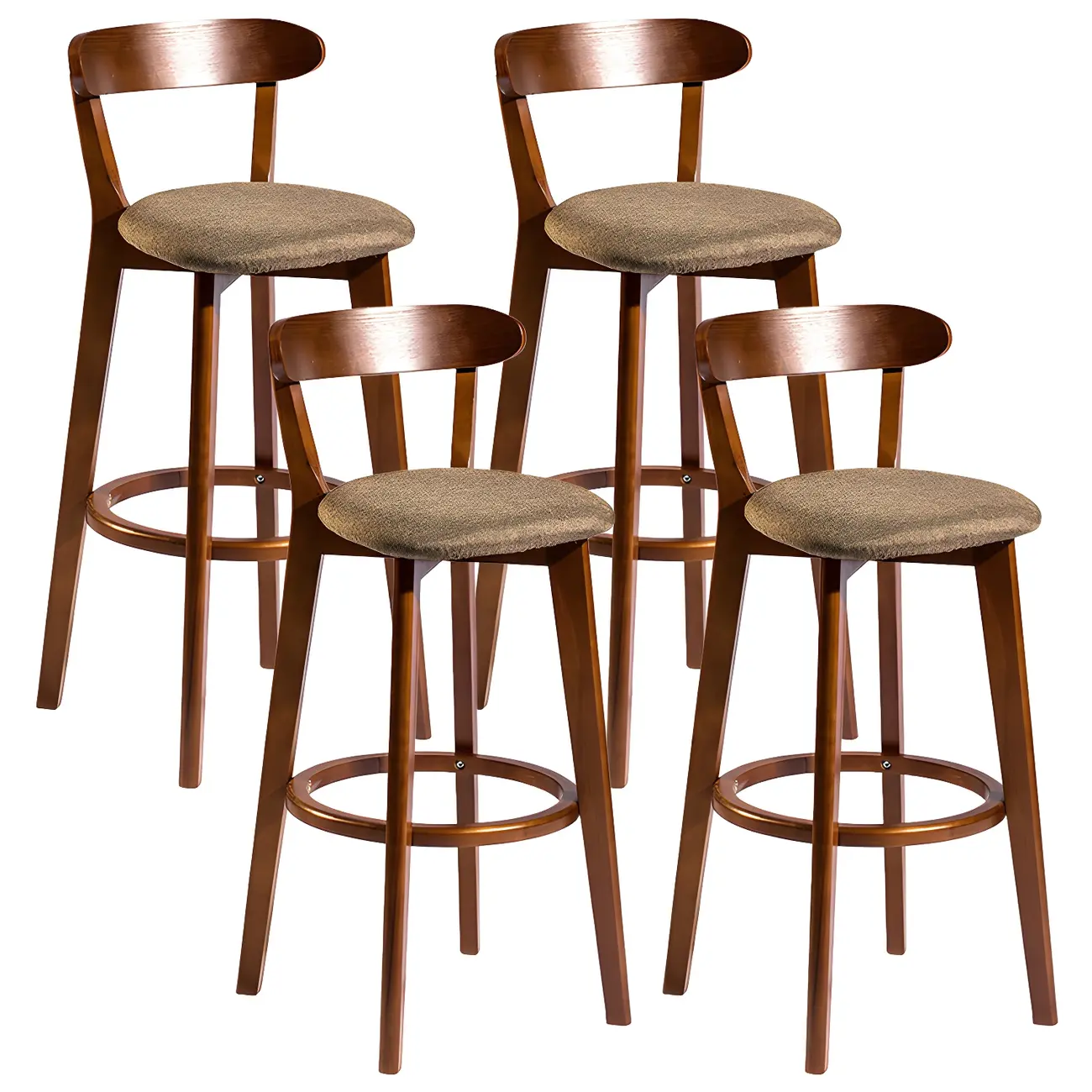 Wooden Upholstered Low Back Bar Height Stools Set of 2 | homeyfad