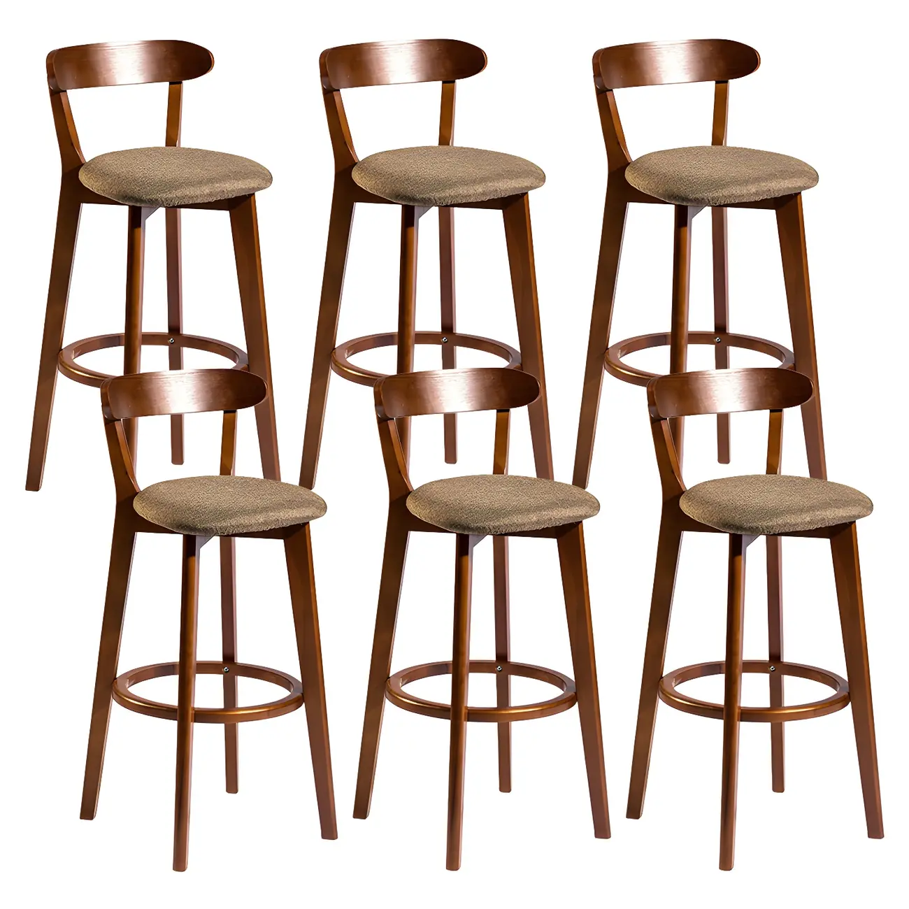 Wooden Upholstered Low Back Bar Height Stools Set of 2 | homeyfad