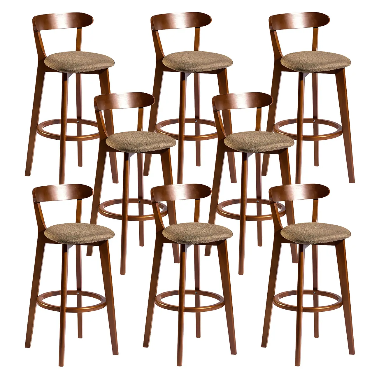 Wooden Upholstered Low Back Bar Height Stools Set of 2 | homeyfad