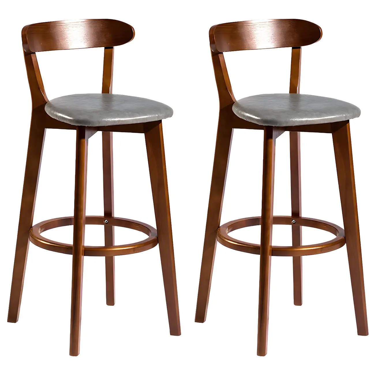 Wooden Upholstered Low Back Bar Height Stools Set of 2 | homeyfad