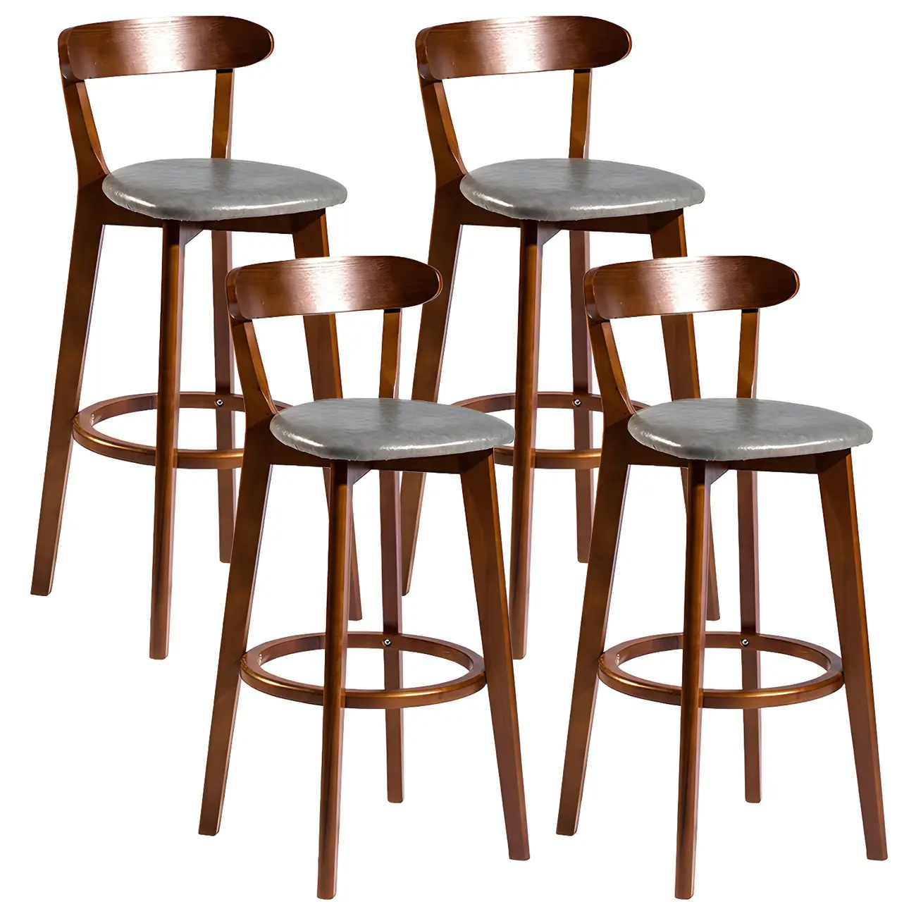 Wooden Upholstered Low Back Bar Height Stools Set of 2 | homeyfad