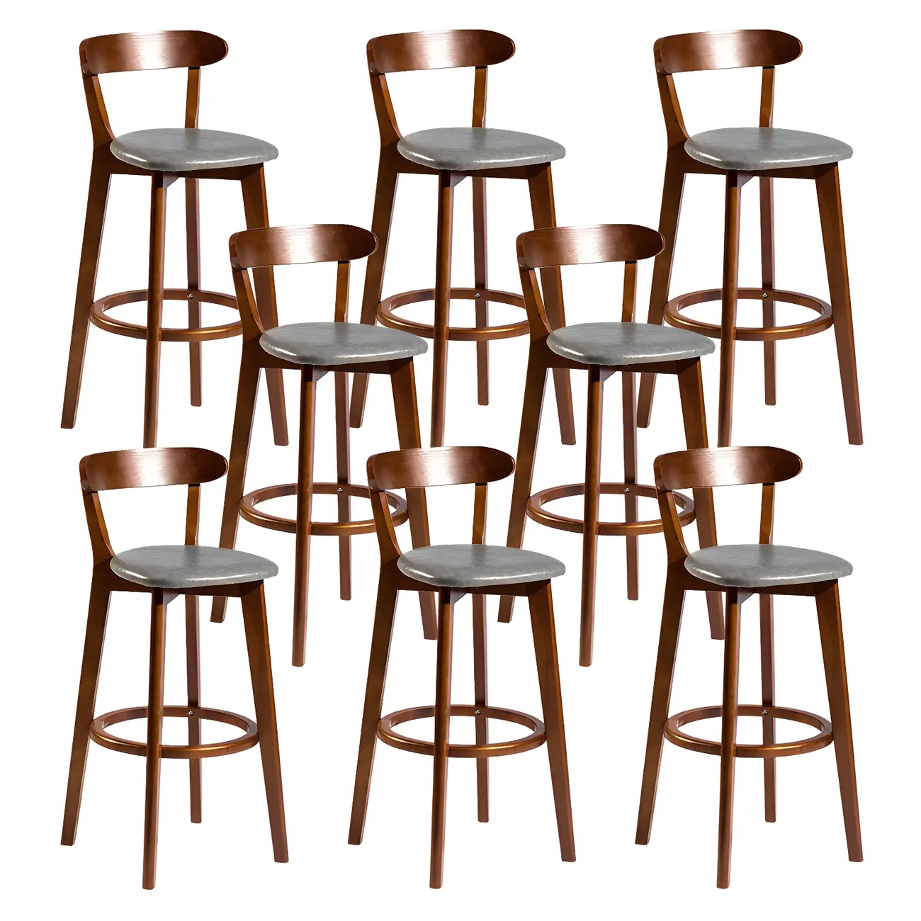Wooden Upholstered Low Back Bar Height Stools Set of 2 | homeyfad