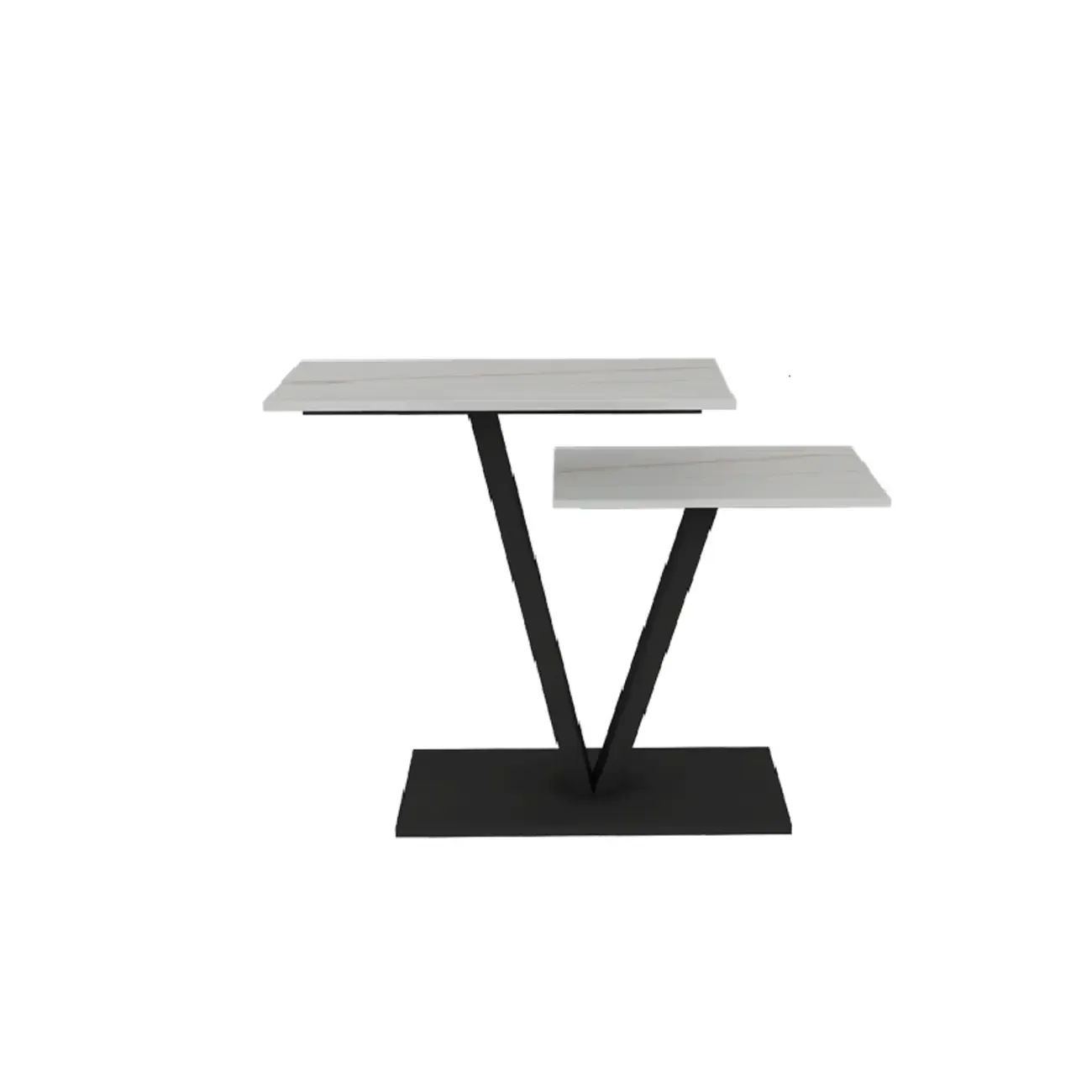 Glam White Rectangular Console Table with Pedestal Base Image - 5