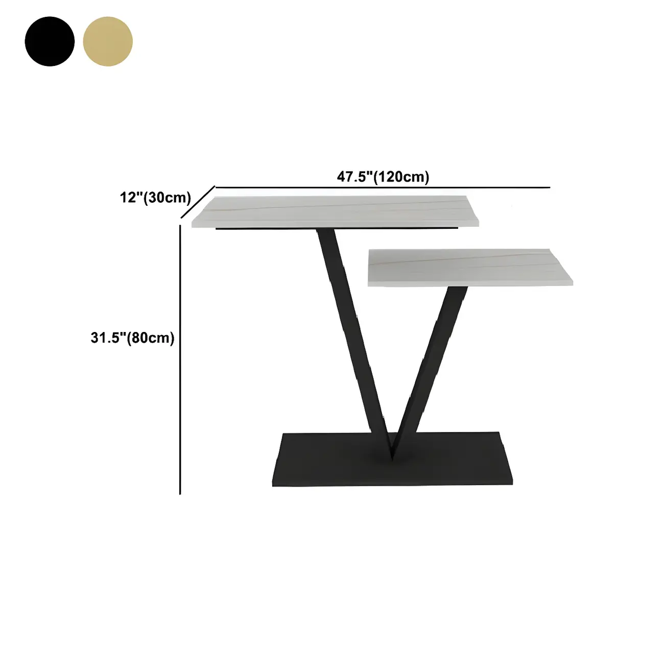 Glam White Rectangular Console Table with Pedestal Base #size