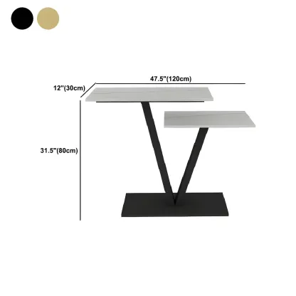 Glam White Rectangular Console Table with Pedestal Base #size