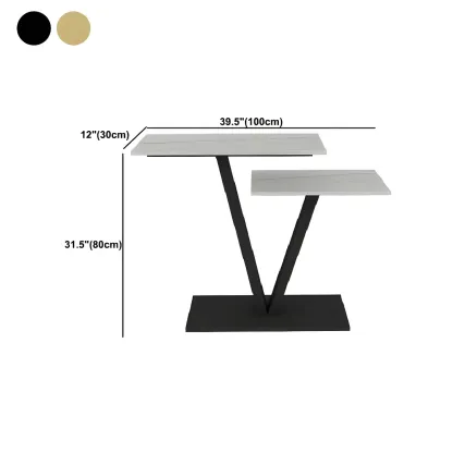 Glam White Rectangular Console Table with Pedestal Base Image - 9