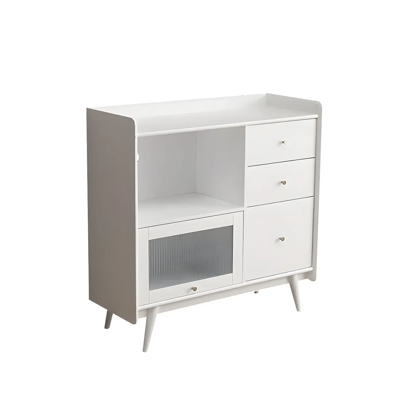 Modern 3 Drawer Buffet Table with Glass Doors in Black Image - 5