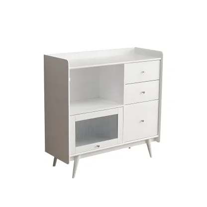 Modern 3 Drawer Buffet Table with Glass Doors in Black Image - 5