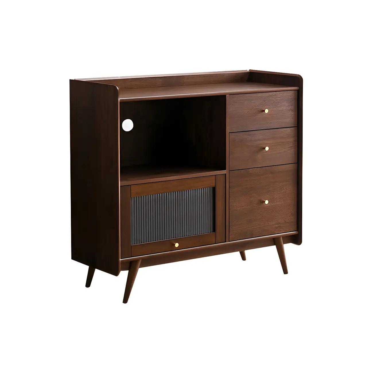 Modern 3 Drawer Buffet Table with Glass Doors in Black Image - 7 | homeyfad