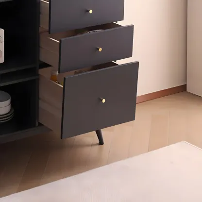 Modern 3 Drawer Buffet Table with Glass Doors in Black Image - 8