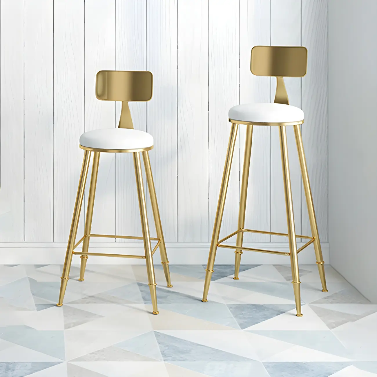 Modern Metal Bar Stools with Backrest for Kitchen Image - 1 | homeyfad