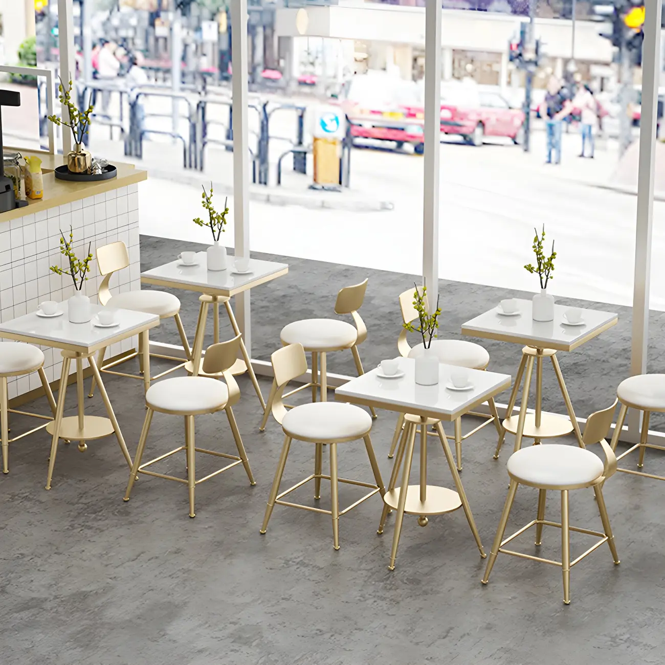 Modern Metal Bar Stools with Backrest for Kitchen Image - 4 | homeyfad