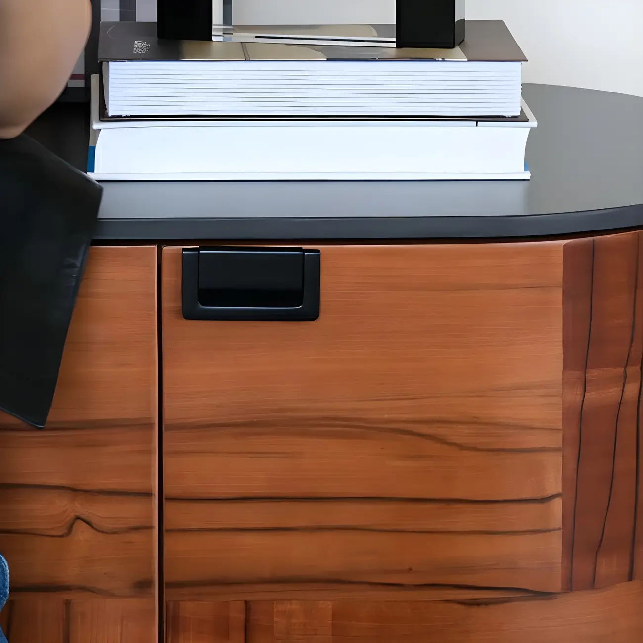 Brown Wooden Sideboard Cabinets with Stone Countertop Image - 8 | homeyfad