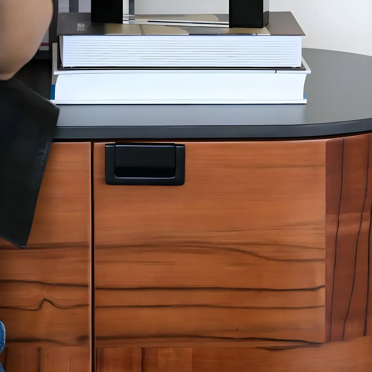 Brown Wooden Sideboard Cabinets with Stone Countertop Image - 8