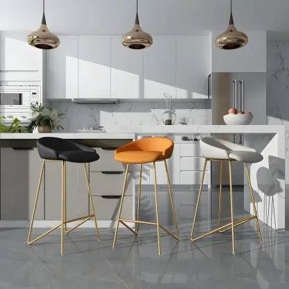 Leather Industrial Bar Stools with Low Back Image - 3