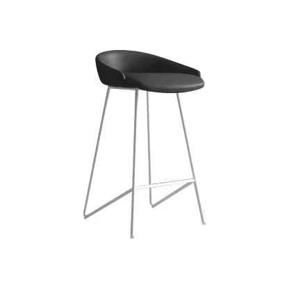 Leather Industrial Bar Stools with Low Back Image - 5