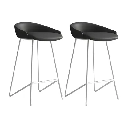 Leather Industrial Bar Stools with Low Back Image - 6