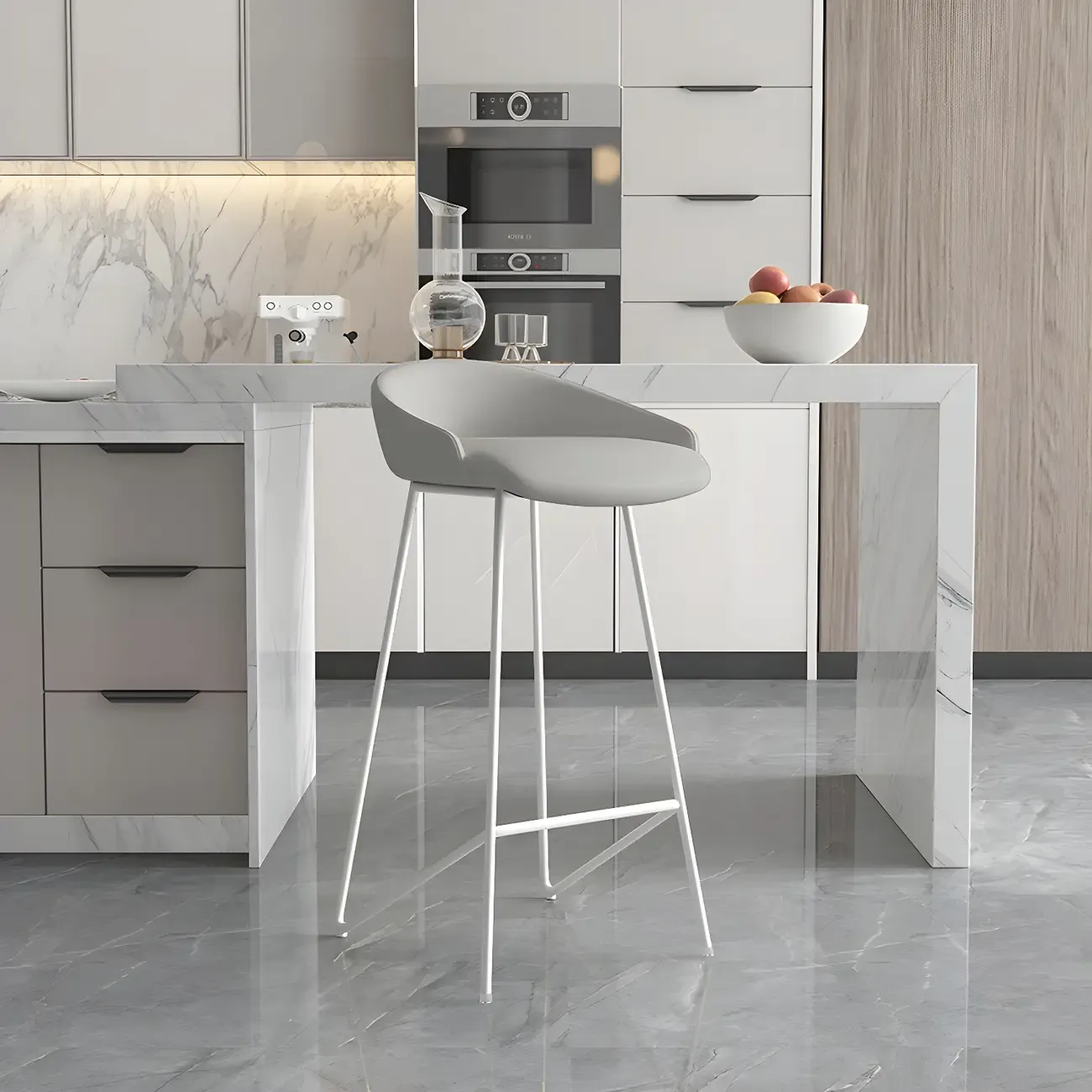 Leather Industrial Bar Stools with Low Back Image - 7