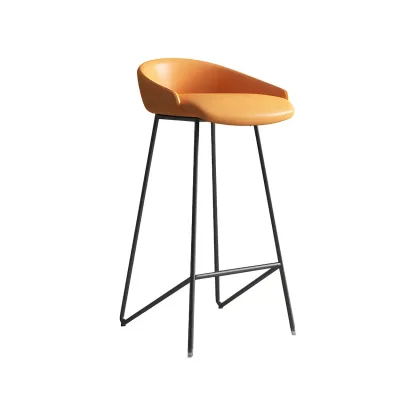Leather Industrial Bar Stools with Low Back Image - 9