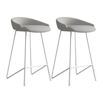 Leather Industrial Bar Stools with Low Back Image - 10