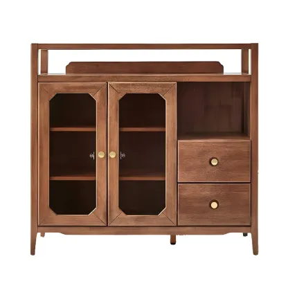 Modern Brown Glass Countertop Sideboard with Storage Image - 5