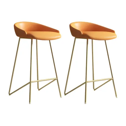 Leather Industrial Bar Stools with Low Back Image - 14