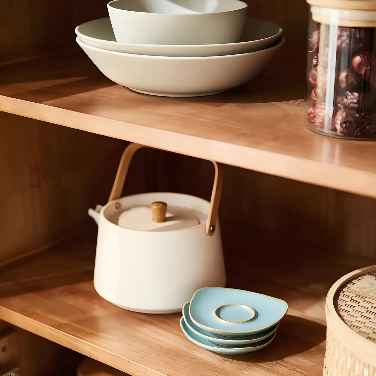 Modern Brown Glass Countertop Sideboard with Storage Image - 8 | homeyfad