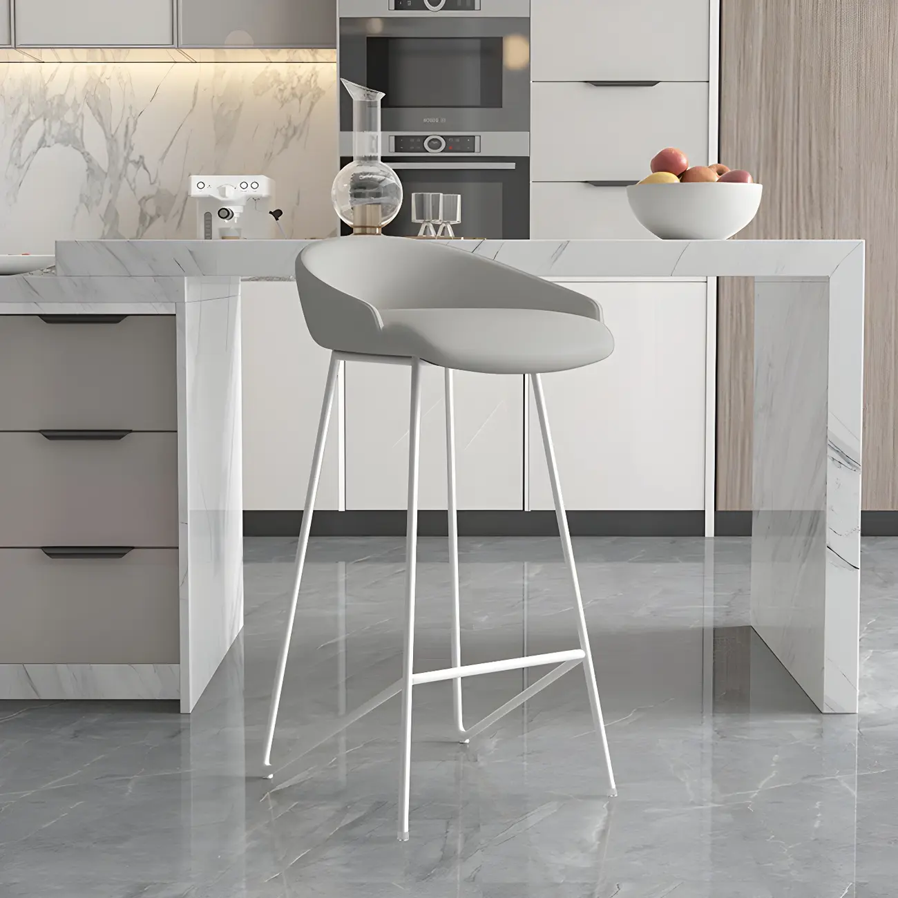 Leather Industrial Bar Stools with Low Back Image - 16 | homeyfad