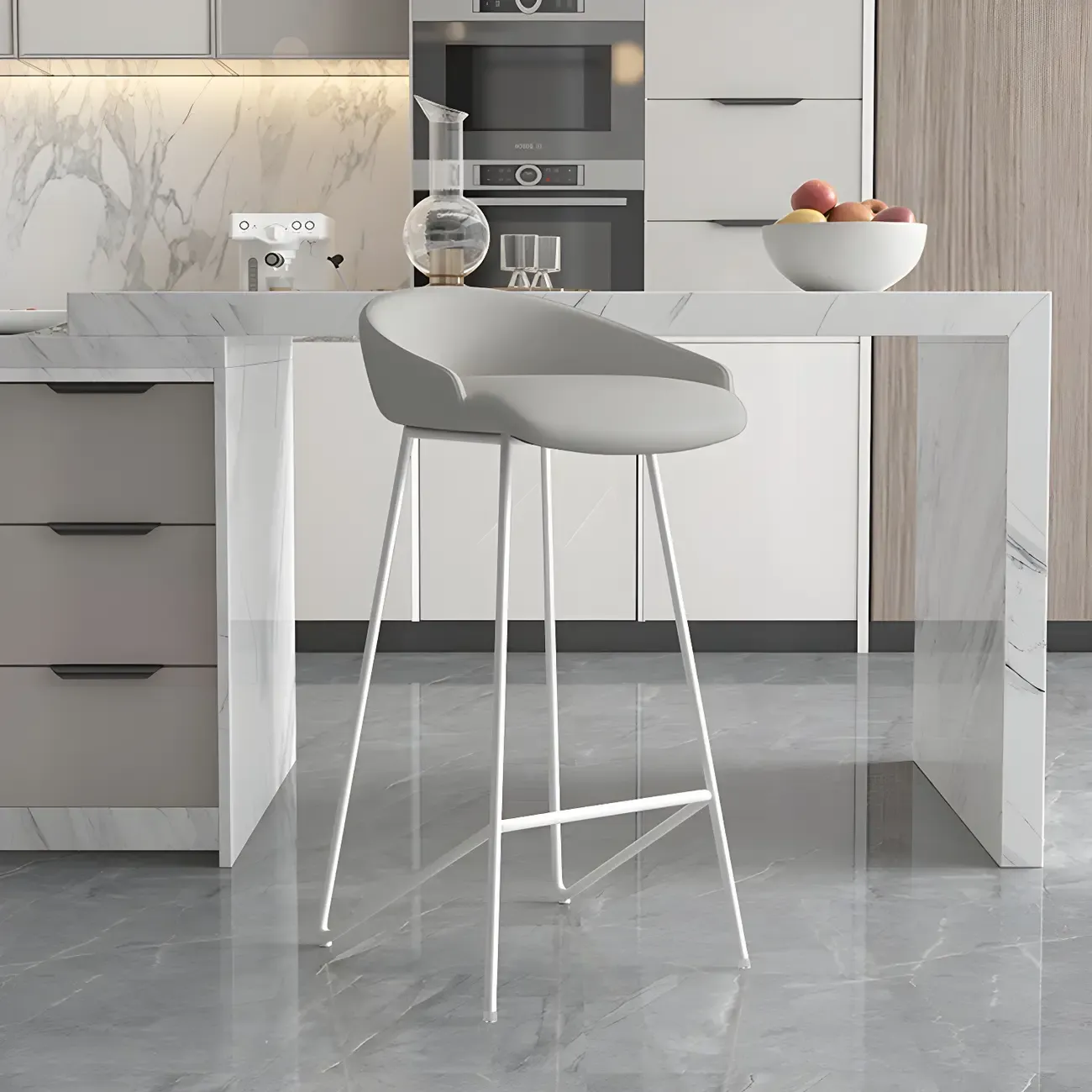 Leather Industrial Bar Stools with Low Back Image - 16