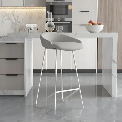 Leather Industrial Bar Stools with Low Back Image - 16