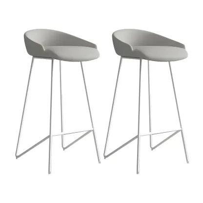 Leather Industrial Bar Stools with Low Back Image - 17