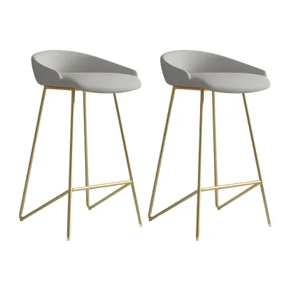 Leather Industrial Bar Stools with Low Back Image - 19