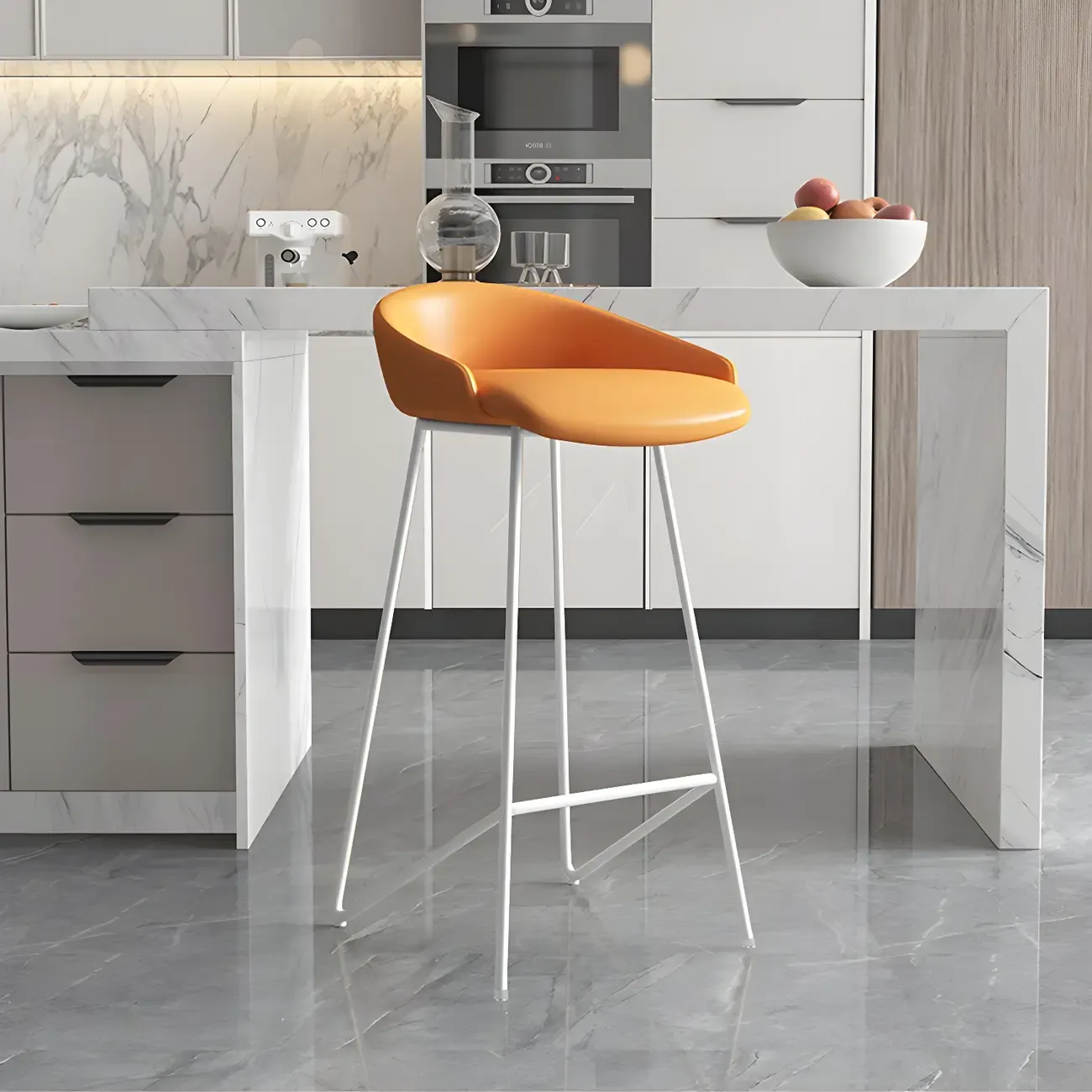 Leather Industrial Bar Stools with Low Back Image - 20