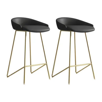 Leather Industrial Bar Stools with Low Back Image - 21