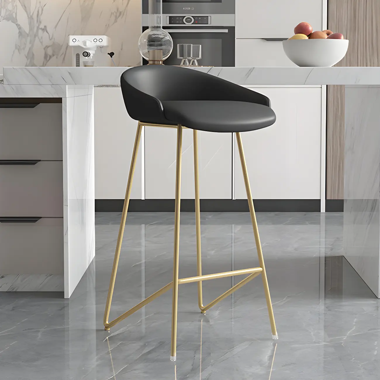 Leather Industrial Bar Stools with Low Back Image - 22 | homeyfad